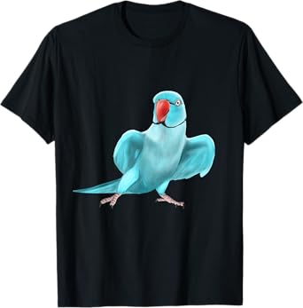 Blue Indian Ringneck Parrot Bird T-Shirt