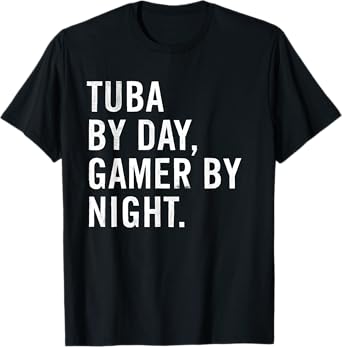 Funny Tuba Musician Typography Gifts T-Shirt - Unisex - Black - Small - Short Sleeve - Modern - Night - Classic Fit - Polyester 100%