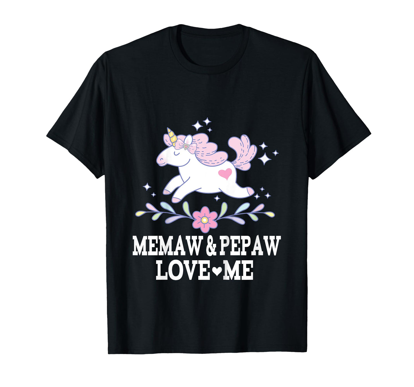 Kids Memaw and Pepaw Love Me Granddaughter Unicorn T-Shirt