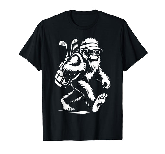 Funny Golf Novelty Men Women Kids Sasquatch Bigfoot Golfing T-Shirt