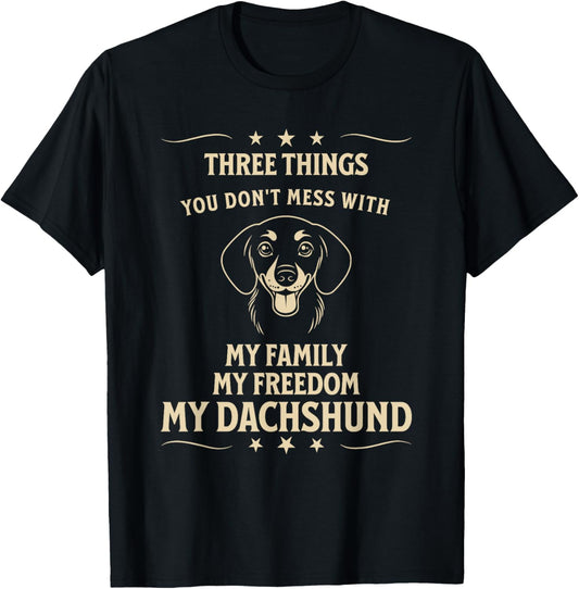 Dachshund Devotion: Family, Freedom, Dog T-Shirt