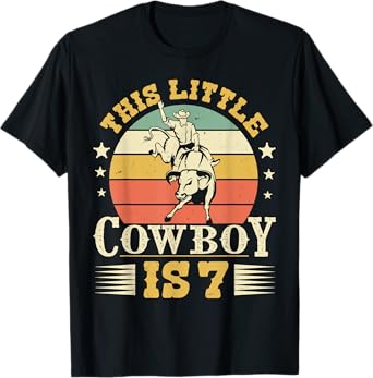 This Little Cowboy Is 7 Western Country Rodeo 7th Birthday T-Shirt