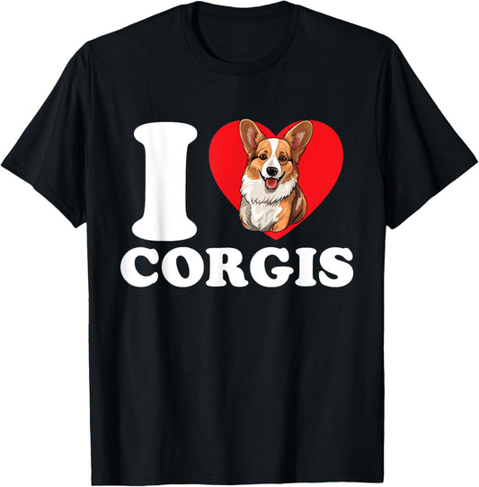 I Love Heart Cute Welsh Corgi Dogs T-Shirt