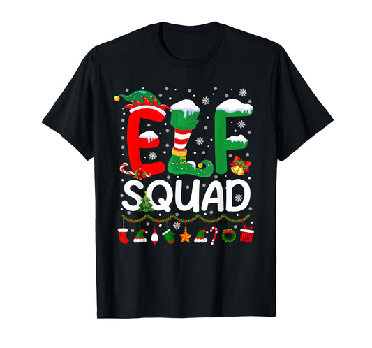 Elf Squad Christmas Family Matching Pajamas Kids Funny Xmas T-Shirt