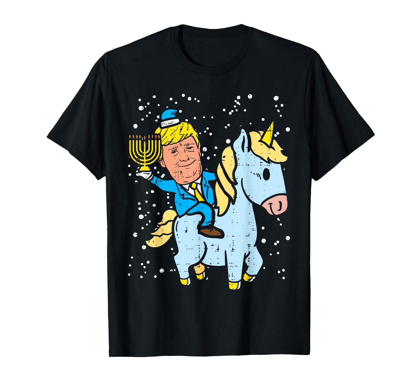Trump Riding Unicorn Menorah Jewish Hanukkah Chanukah Gift T-Shirt
