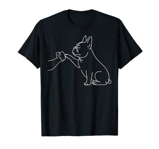 Human and Dog Paw Fist Bump Dog Lover French Bulldog T-Shirt