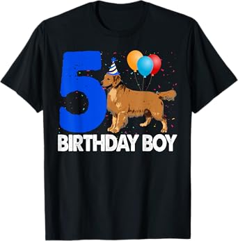 Happy Birthday Boy 5 T-Shirts Golden Retriever Dog Tee Women T-Shirt