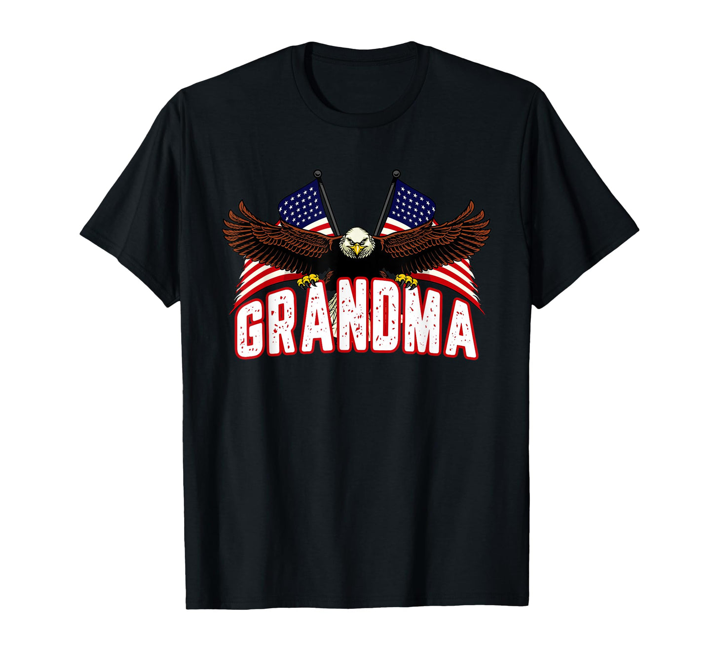 Retro Grandma American Flag Bald Eagle Patriotic 4th of July T-Shirt for Women Men