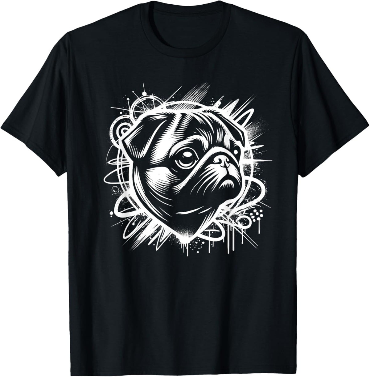 Pug Graffiti Street Art Style T-shirt