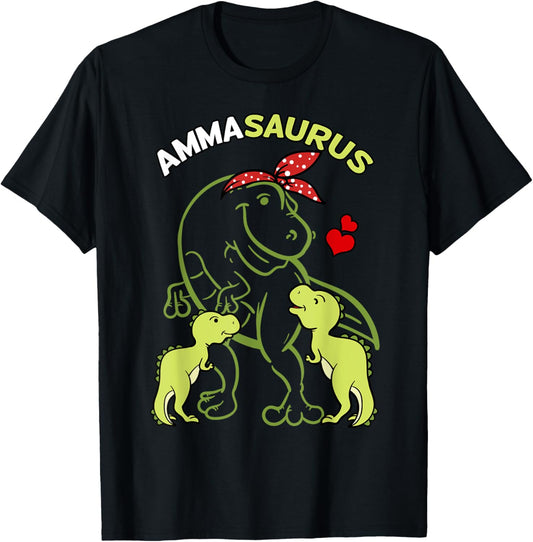Ammasaurus Amma 2 Kids Dinosaur Mother's Day T-Shirt