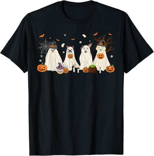 Dog Ghost Cute Dog Dressed As Ghost Funny Halloween Dog T-Shirt