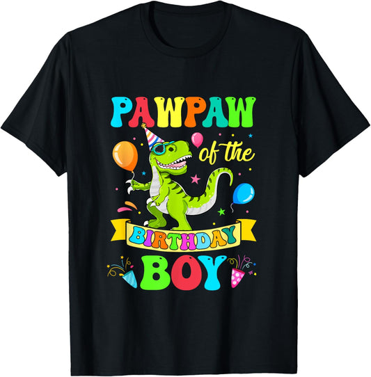 Pawpaw Of The Birthday Boy T-Rex Dinosaur Birthday Party T-Shirt