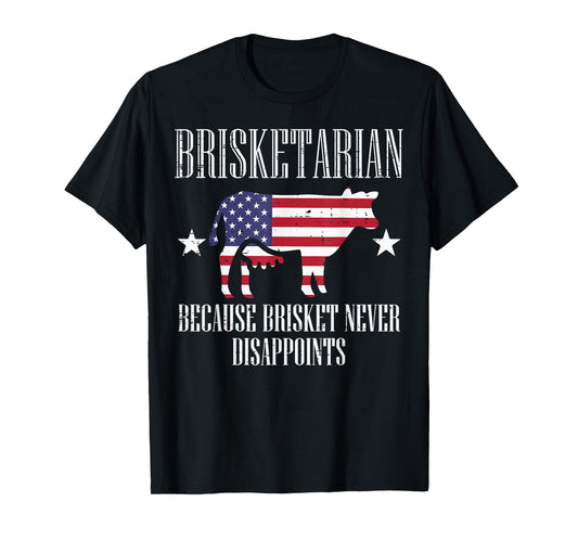 Brisketarian US Flag Brisket Bbq Barbecue 4th July Men Women T-Shirt