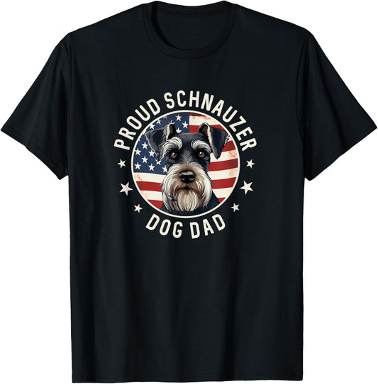 Proud Schnauzer Dad American Flag, Schnauzer Dog Dad T-Shirt