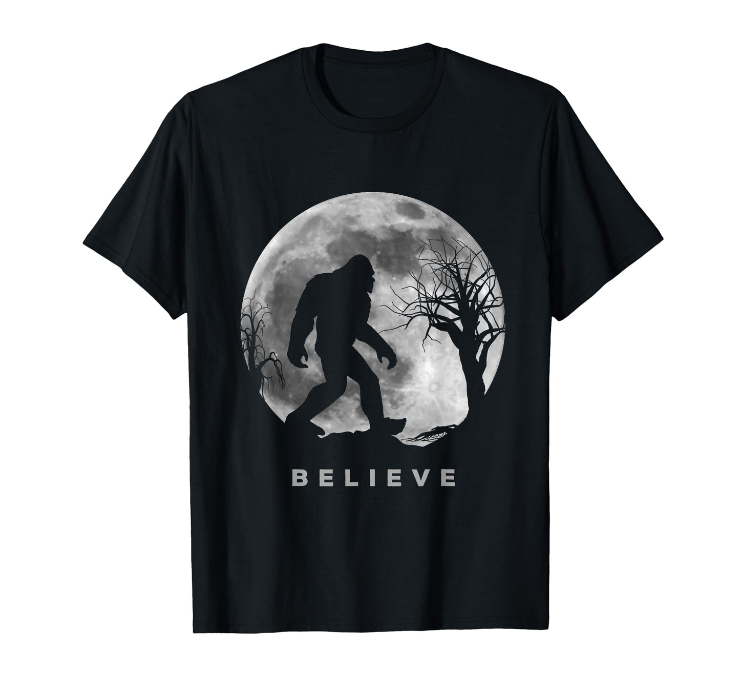 Bigfoot Night Full Moon Shirt I Believe Sasquatch Men Kids T-Shirt