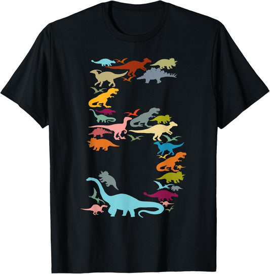 Kids Dinosaur 5th Birthday Boy 5 Years T-Rex Party Rawr I'm T-Shirt