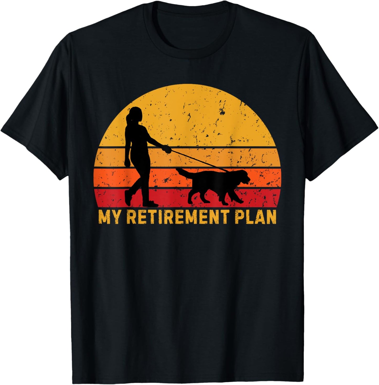 Womens Funny Retired Walking My Dog Retirement Plan Retro T-Shirt