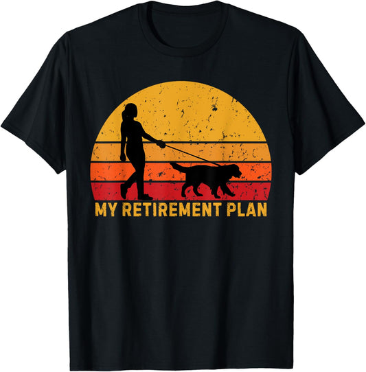Womens Funny Retired Walking My Dog Retirement Plan Retro T-Shirt