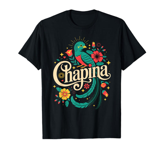Chapina Guatemalan Pride Design with Quetzal Bird T-Shirt