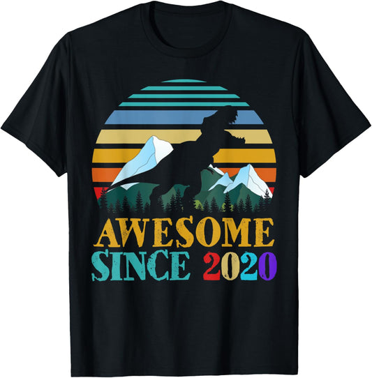 Awesome Since 2020 Baby Kids Birthday Dinosaur Fun Gift T-Shirt