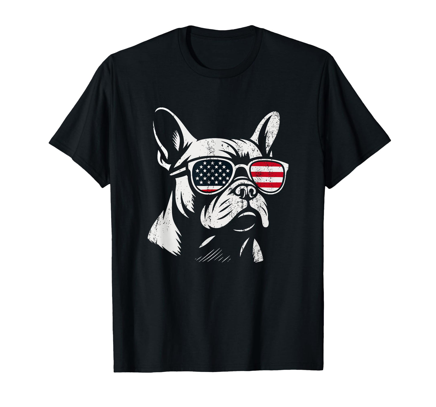 Retro French Bulldog Patriotic 4th of July American US Flag T-Shirt