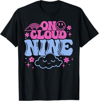 On Cloud NINE BIRTHDAY SHIRT 9th Birthday Girl Funny Retro T-Shirt