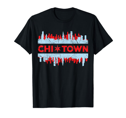 Chicago Chi Town Flag Skyline T-Shirt