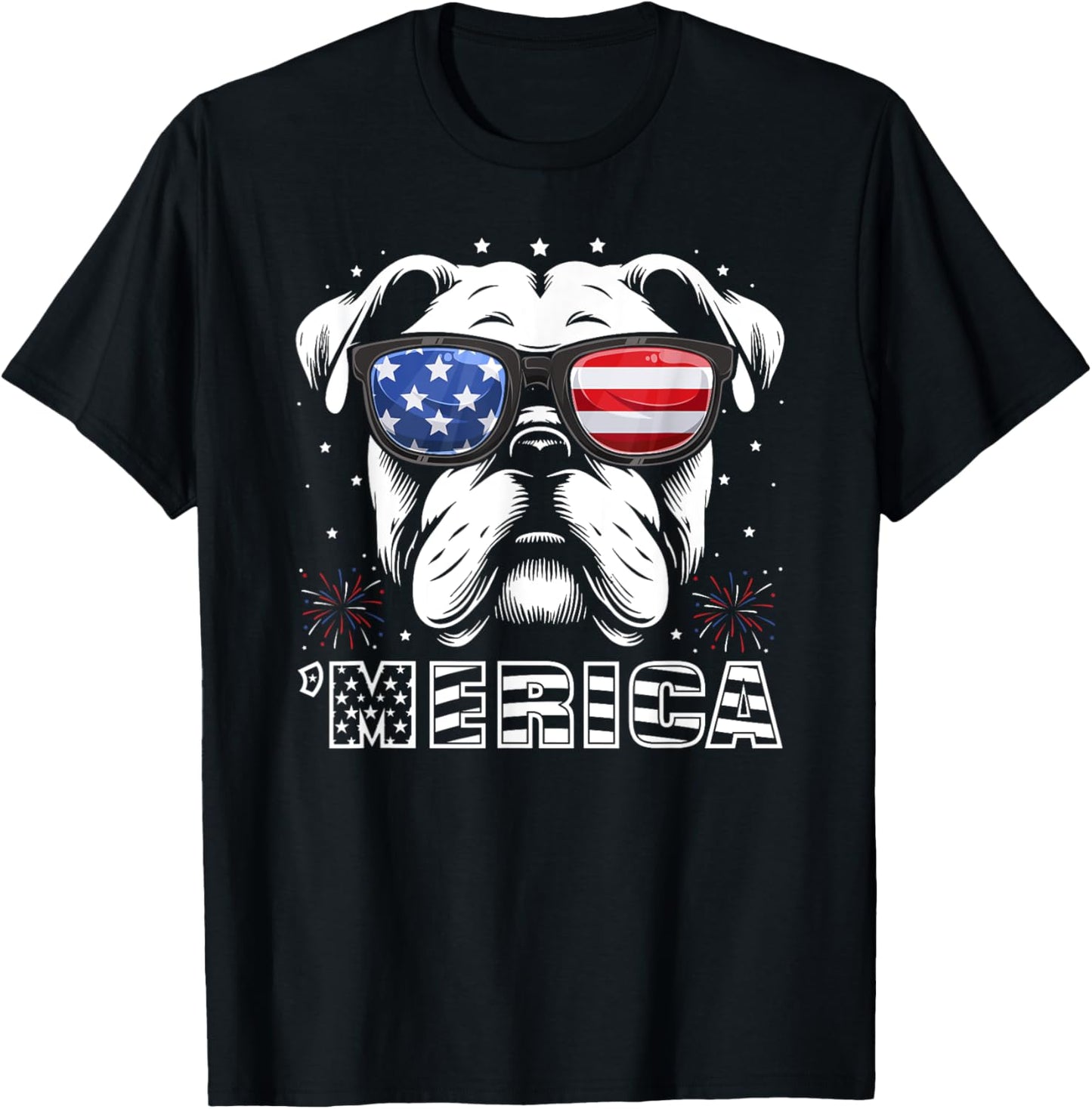 Bulldog 4th Of July Merica Patriotic Dog Tee T-Shirt