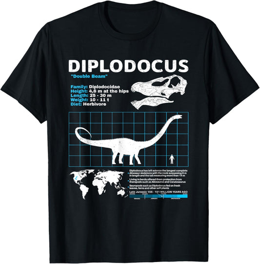 Diplodocus fact sheet Dinosaur Facts T-Shirt
