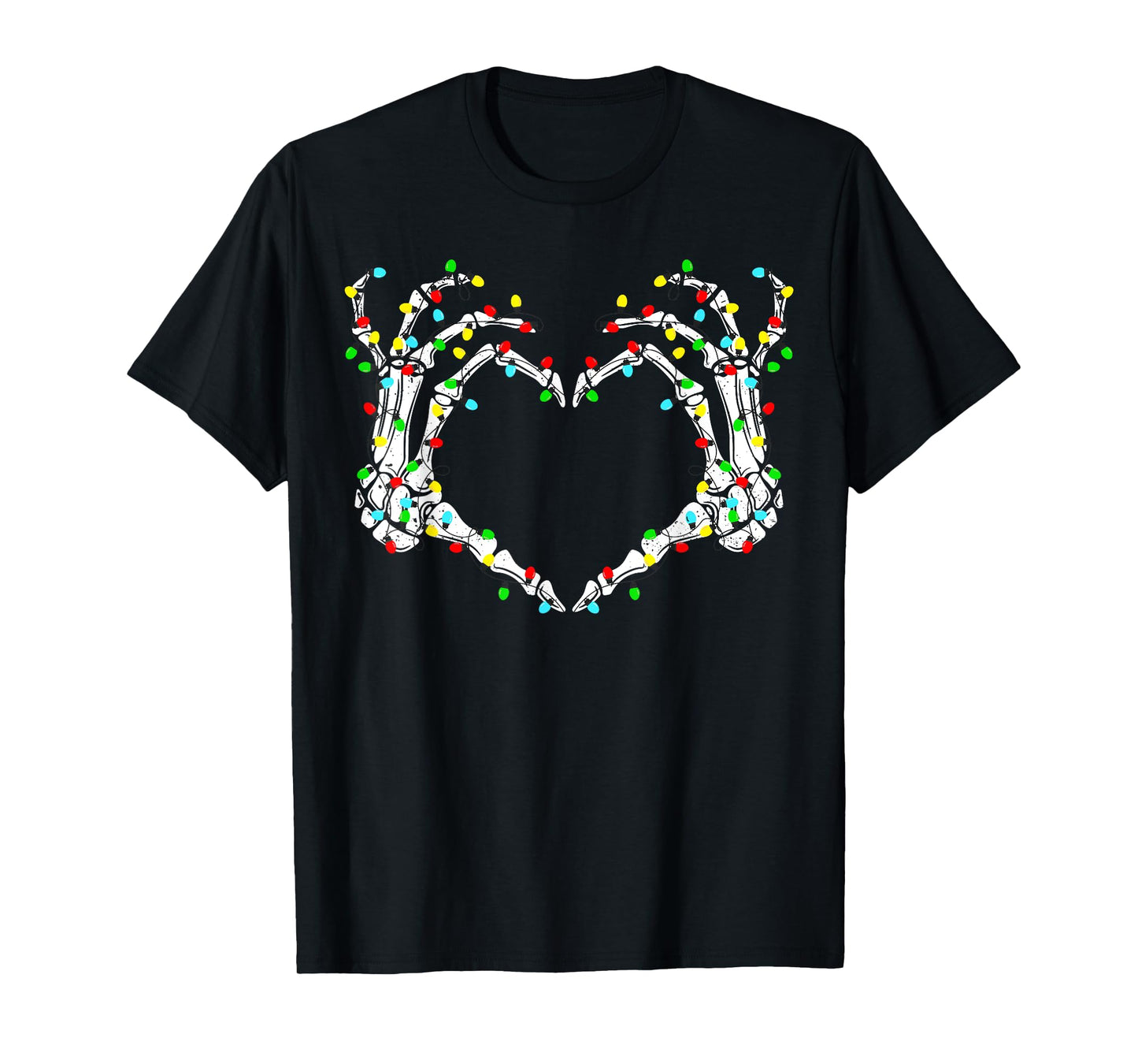 Skeleton Hands Heart Sign Light Christmas Costume Women Girl T-Shirt