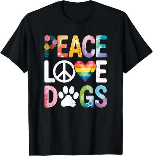 Peace Love Dogs Retro Hippie Dog Lover T-shirt