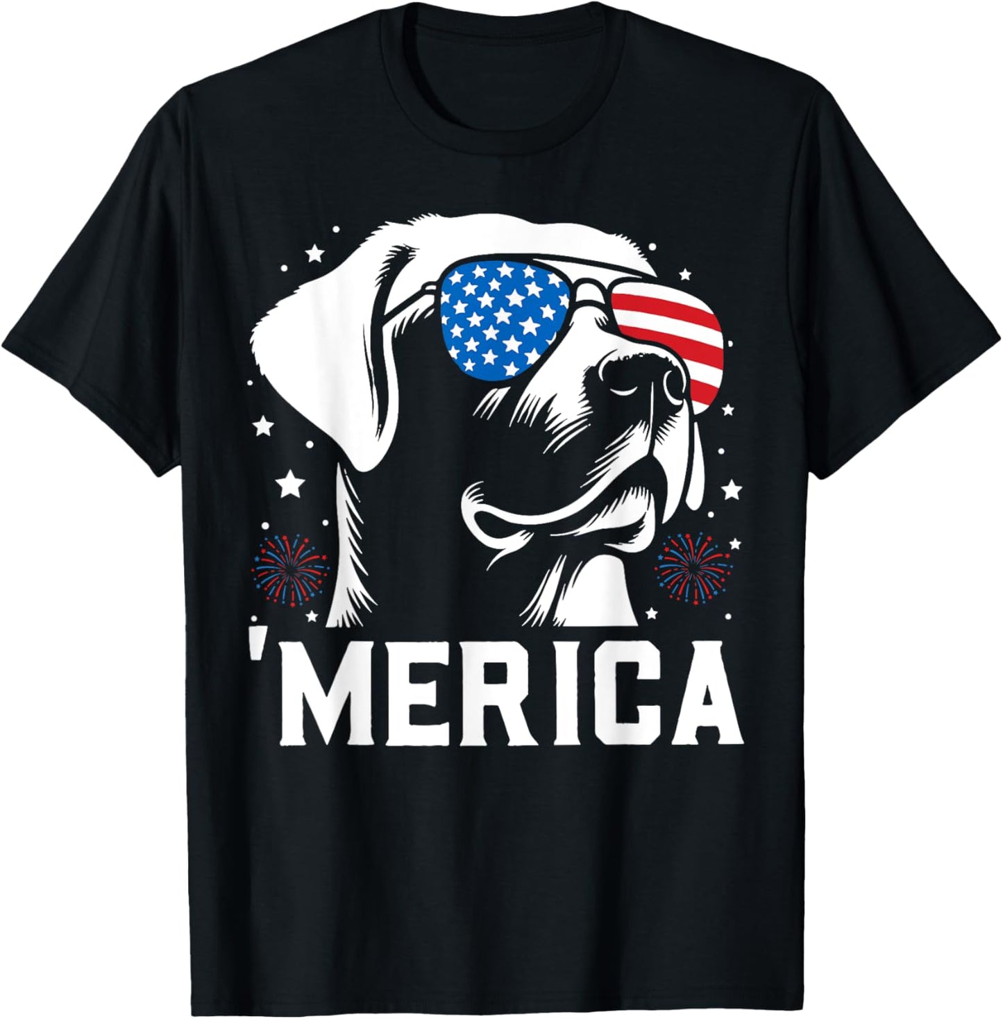 Vintage Labrador Dog Merica Patriotic USA Flag 4th Of July T-Shirt