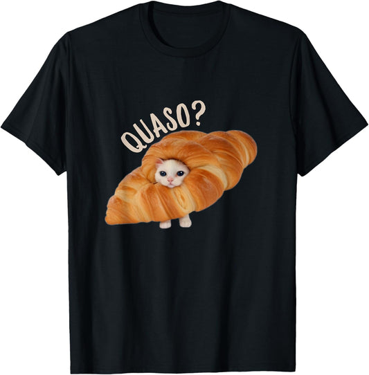 Croissant QuasoCat Meme for Women Vintage Croissant Cat Meme T-Shirt