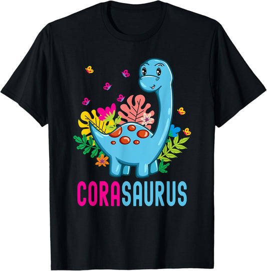 CORASAURUS Personalized Name CORA Dino Dinosaur Birthday T-Shirt