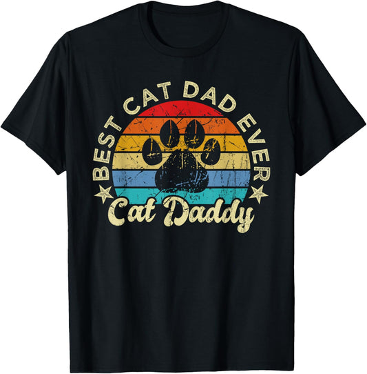 Funny Cat Daddy Shirt Cat Father Vintage Best Cat Dad Ever T-Shirt