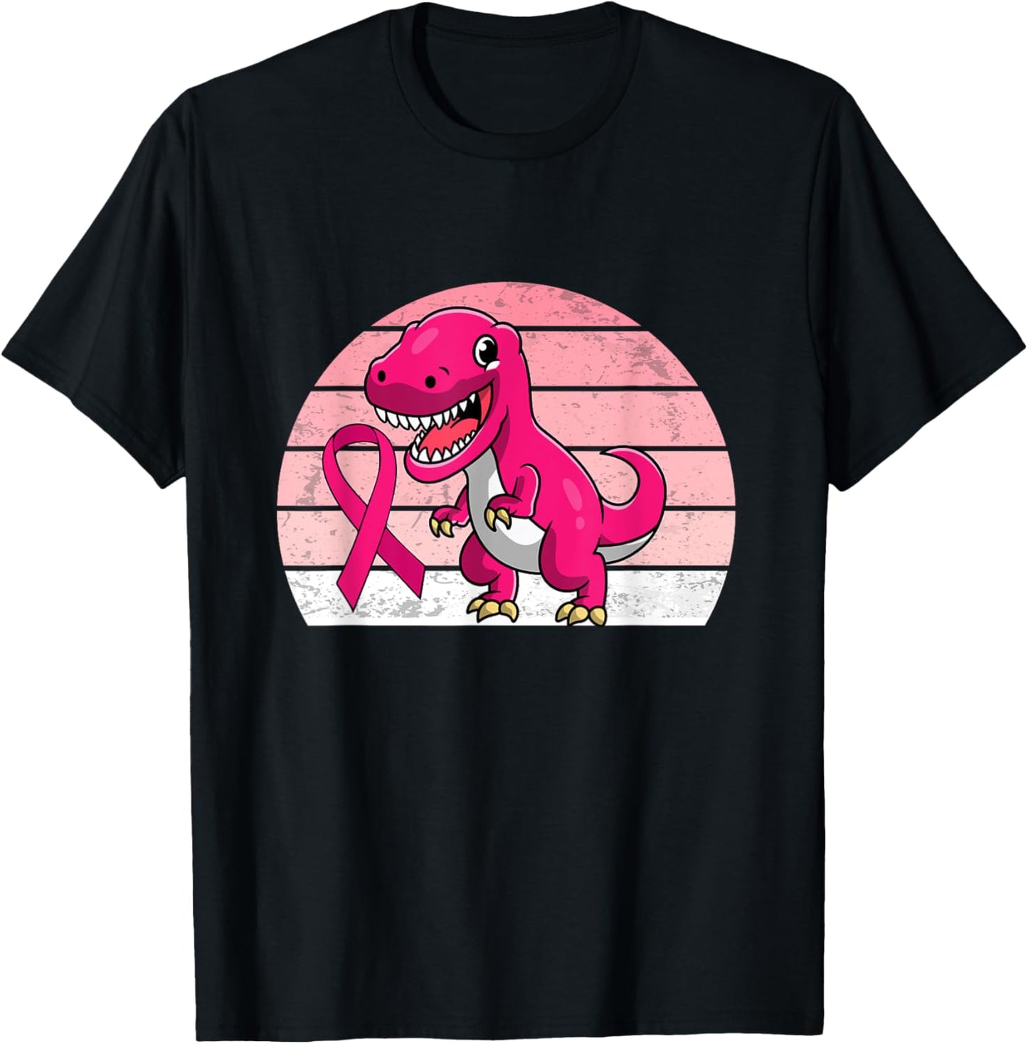 Dinosaur Pink Ribbon Breast Cancer Awareness Retro T-Rex T-Shirt