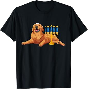 Jewish Golden Retriever Dog Menorah Hanukkah Pajamas T-Shirt