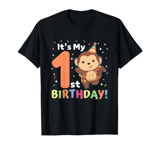 Monkey 1st Birthday For Kids One Year Old Monkey T-Shirt