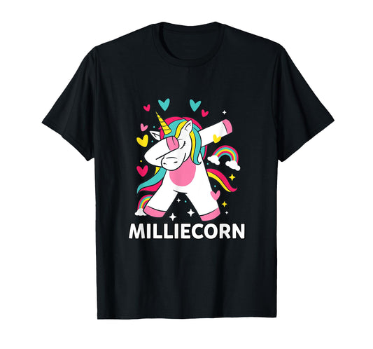 Milliecorn Personalised Name Dabbing Unicorn Millie T-Shirt