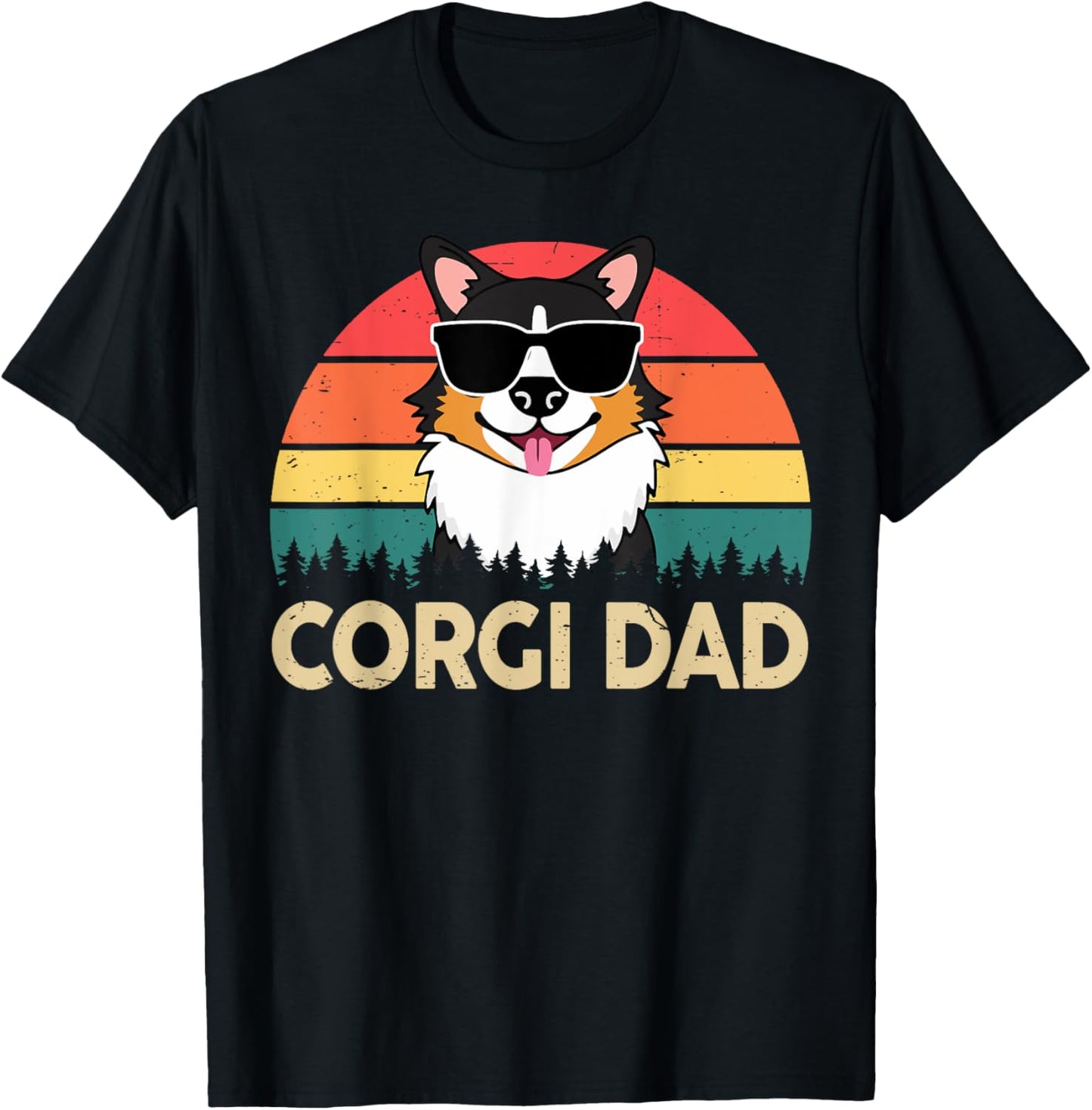 Tricolor Corgi Dad Father Day Gift for Lovers Funny Men T-Shirt
