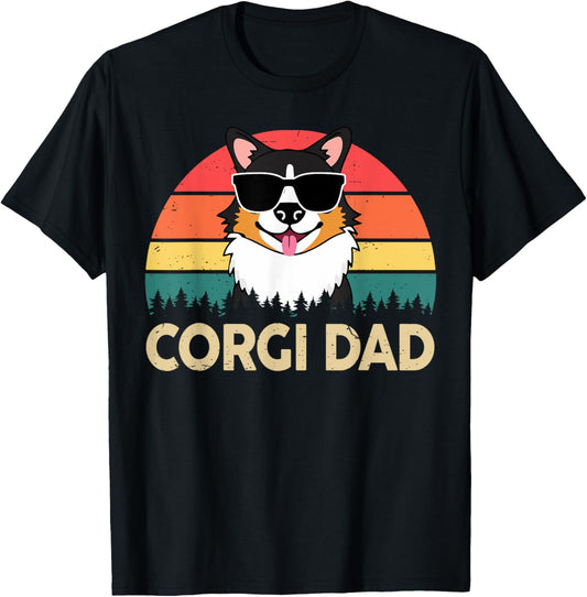 Tricolor Corgi Dad Father Day Gift for Lovers Funny Men T-Shirt