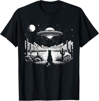 UFO Cat Moon Day Alien Kitten Lover Feline Extraterrestrial T-Shirt for Men Women Kids