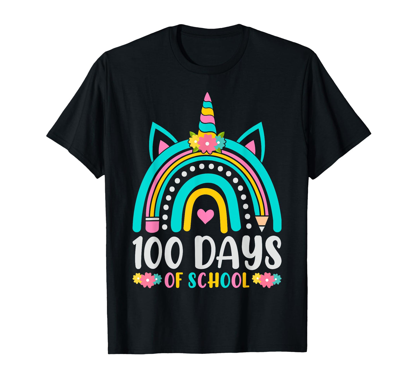 100 Days Smarter Rainbow Unicorn Girls 100th Day of School T-Shirt