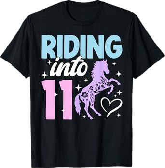 11th Horse Birthday Eleven Year Old Girl Horses Birthday T-Shirt