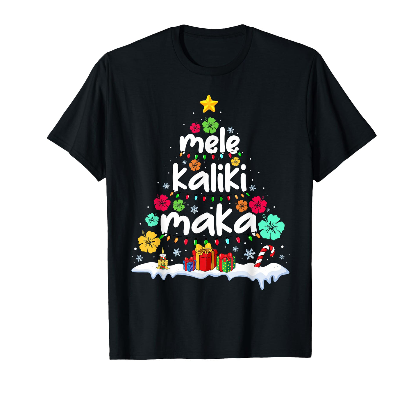 Mele Kalikimaka Tropical Christmas Hawaiian Santa Xmas Tree T-Shirt