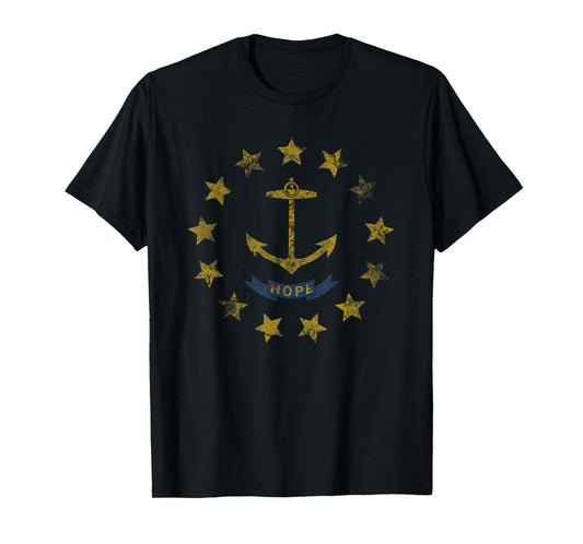 Rhode Island Flag Retro Distressed Design T-Shirt