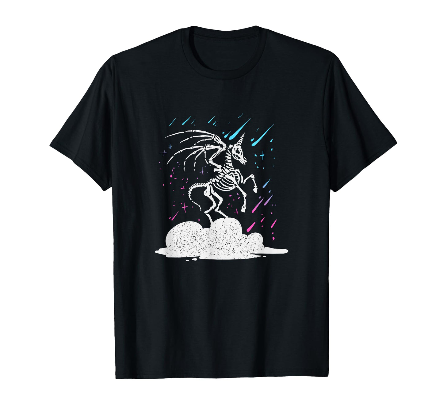 Dead Unicorn Skeleton Rainbow Artwork T-Shirt