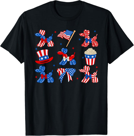 Balloon Dog Fourth of July, Patriotic American USA Flag Tees T-Shirt