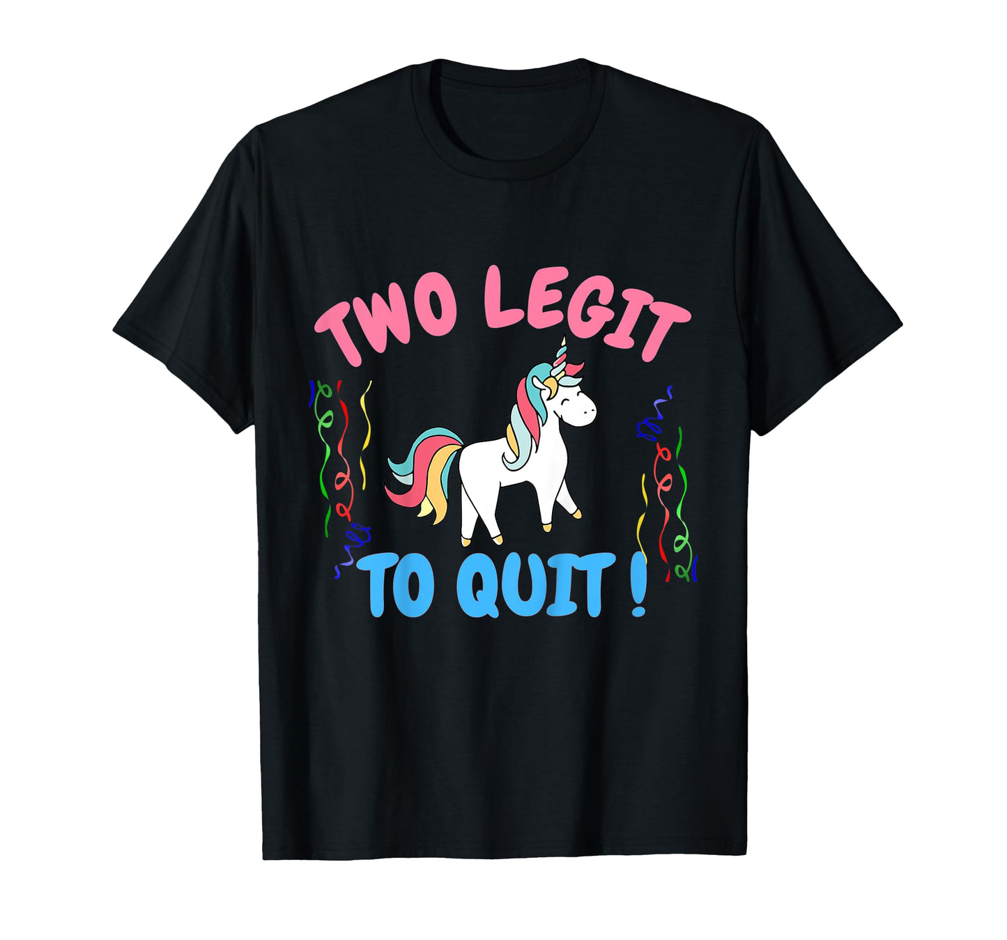 Kids Two Legit To Quit Funny 2nd Birthday Gift Unicorn T-Shirt