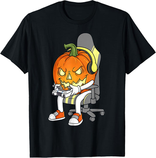 Gamer Halloween Jackolantern Scary Gaming Boys Kids Teen T-Shirt